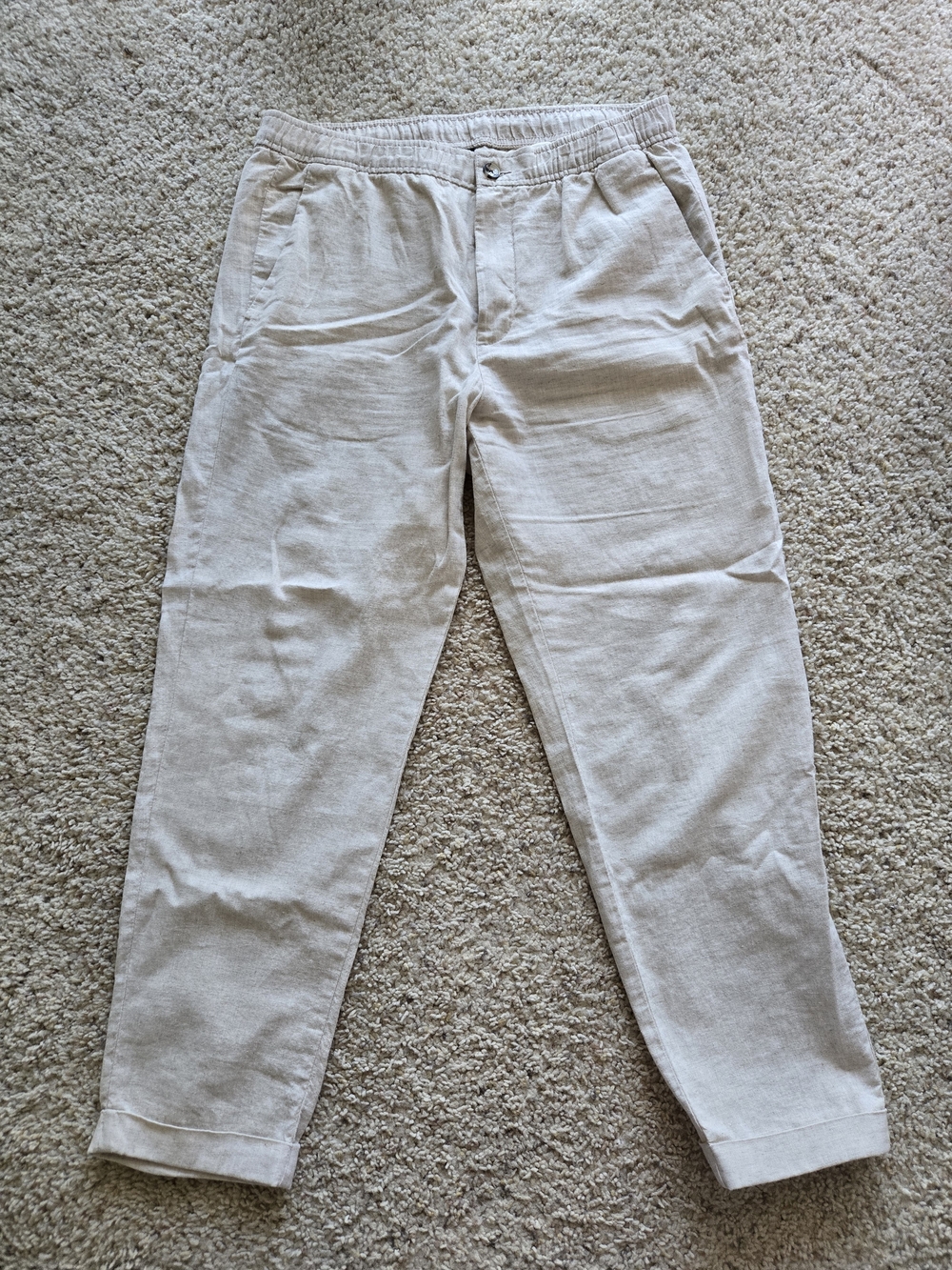 H&M Light Beige Linen-Blend Chinos